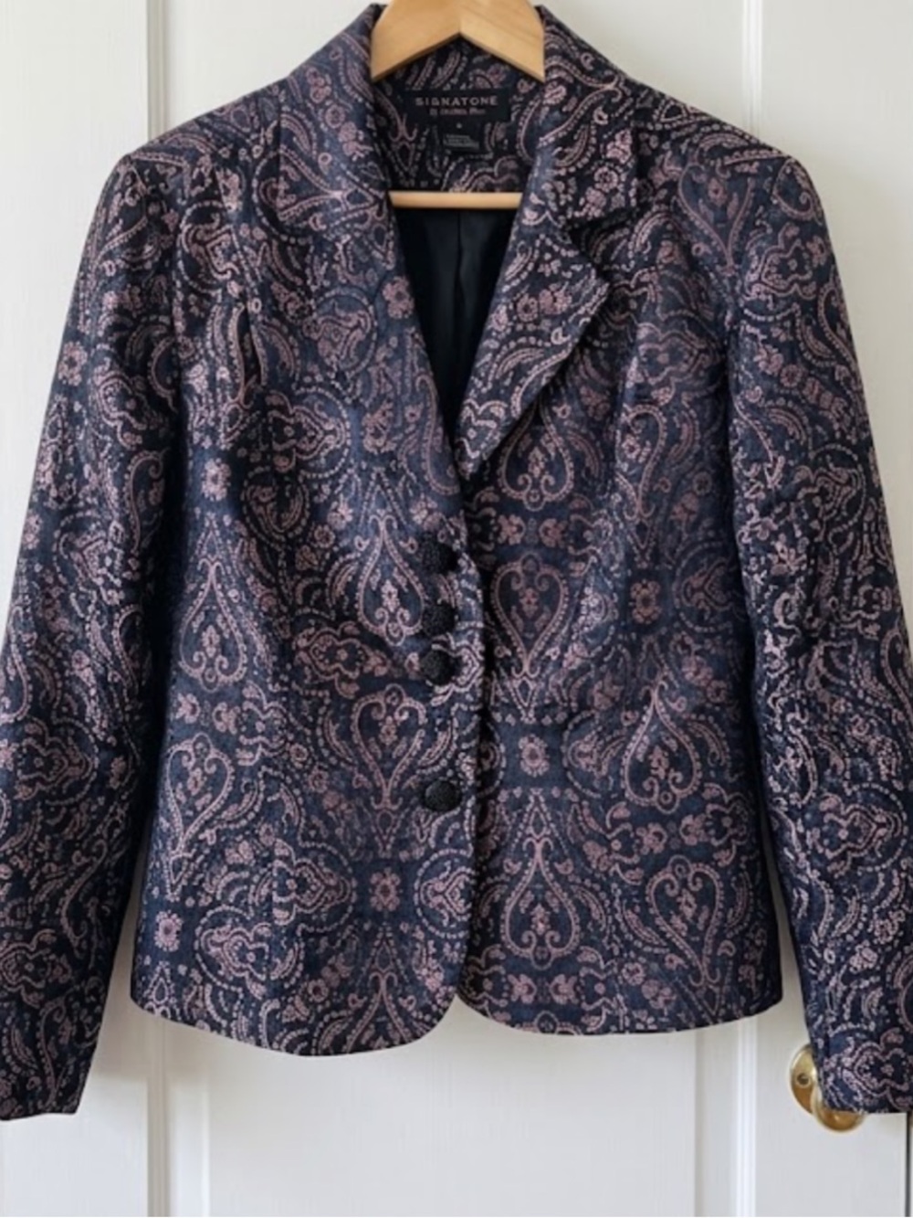 Vintage Metallic Brocade Paisley Blazer Jacket - Victorian Goth / Romantic Goth - Picture 2 of 8